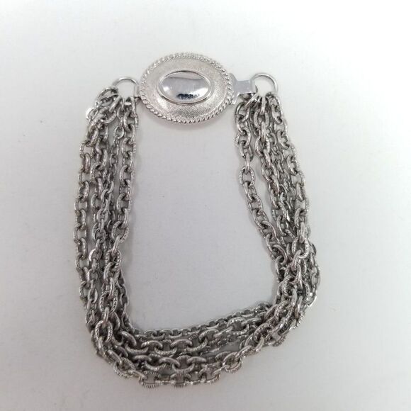 Vintage Avon Multi Strand Chain Bracelet, Silver Tone, Retro Estate - Picture 2 of 8